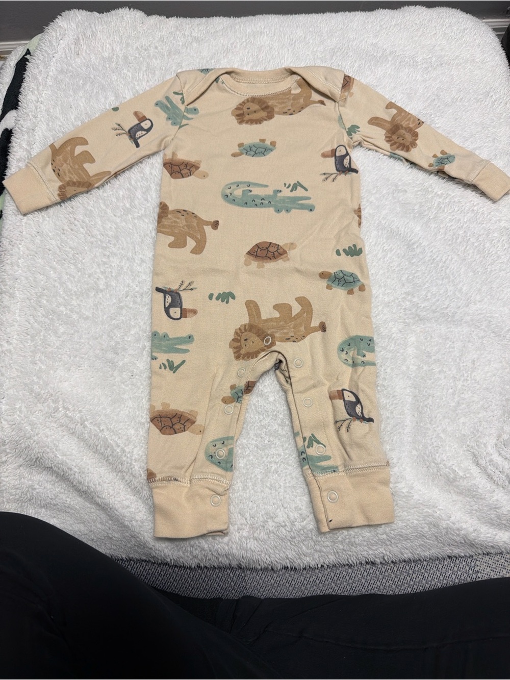 Carter's Beige Long Sleeve Animal Print One-Piece